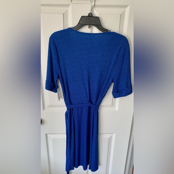 Apt 9 Blue Polka Dot Wrap Around Dress w/ Belt NWT - Picture 6 of 7
